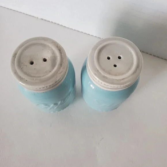 Vintage MASON JAR Salt & Pepper Shakers Baby Robin's Egg Blue Spring‎ Pastel - Picture 5 of 6
